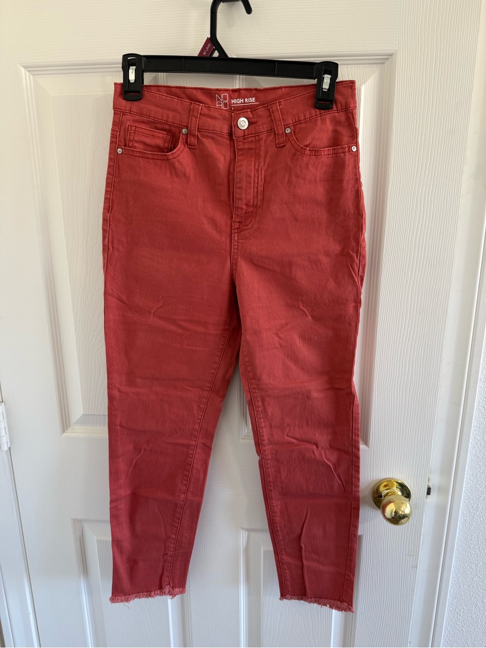 No Bo High Rise Red Women's Jeans - Picture 1 of 4